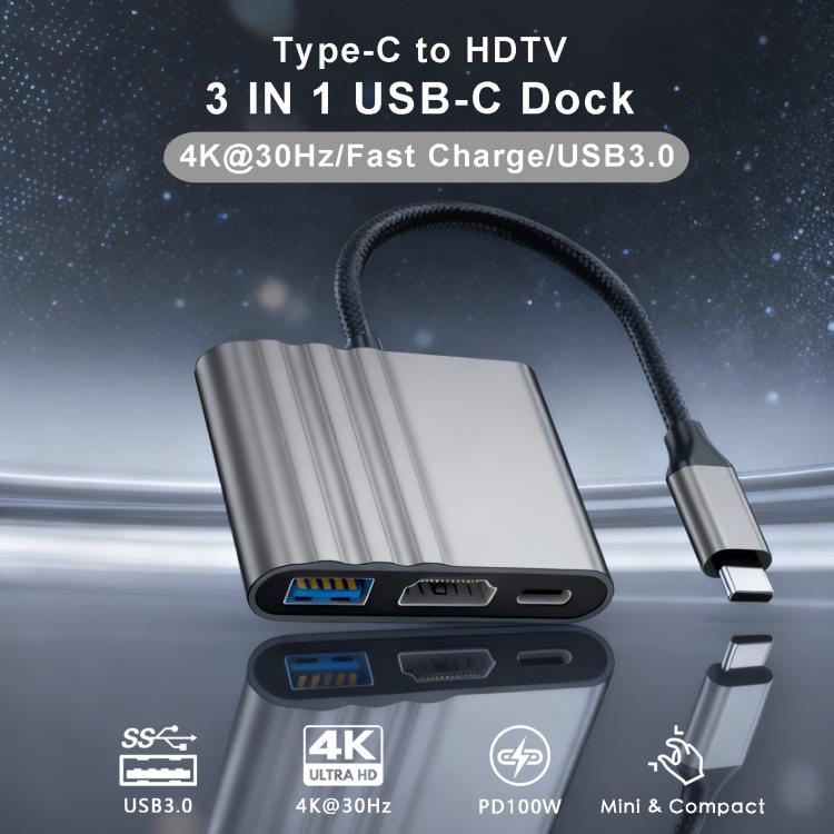 3-in-1 USB-C-sovitin latausta ja kuvansiirtoa varten