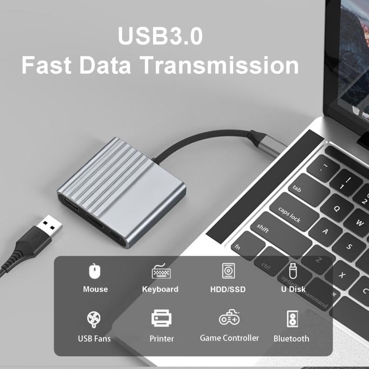 3-in-1 USB-C-sovitin latausta ja kuvansiirtoa varten