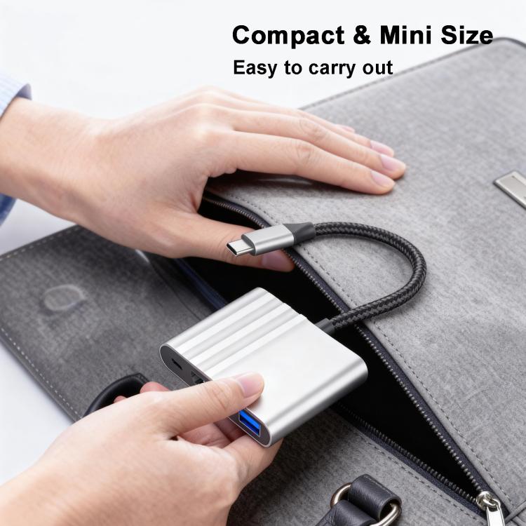 3-in-1 USB-C-sovitin latausta ja kuvansiirtoa varten