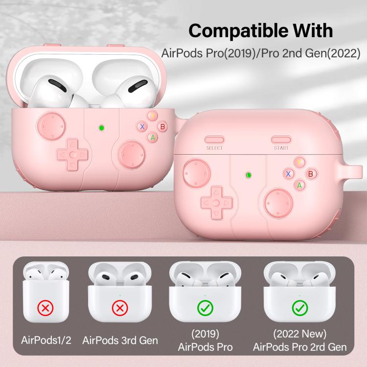 Silikonikotelo peliohjaimen muotoilulla AirPods Prolle – vaaleanpunainen