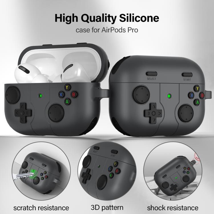 Silikonikotelo peliohjaimen muotoilulla AirPods Pro 2:lle – harmaa