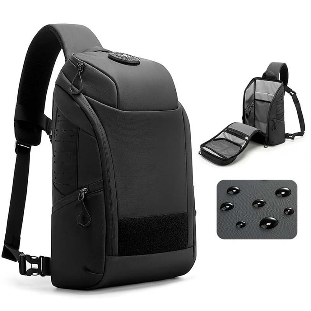 Ristikkäin kannettava laukku / sling bag / olkalaukku taskuilla / vettä hylkivä rintalaukku