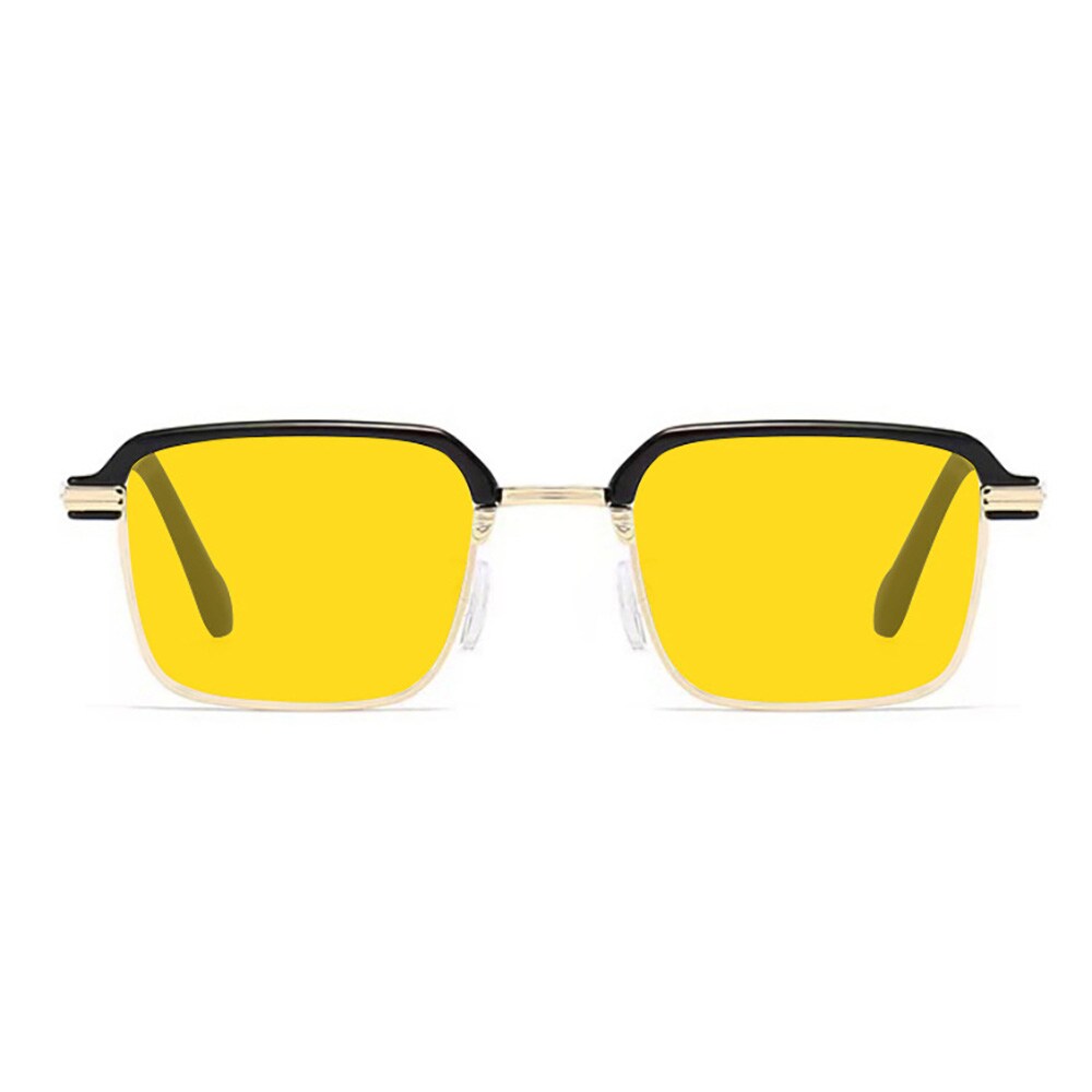 Yönäköiset autolasit, joissa on keltainen linssi ja metalliset insertit yöajoa varten