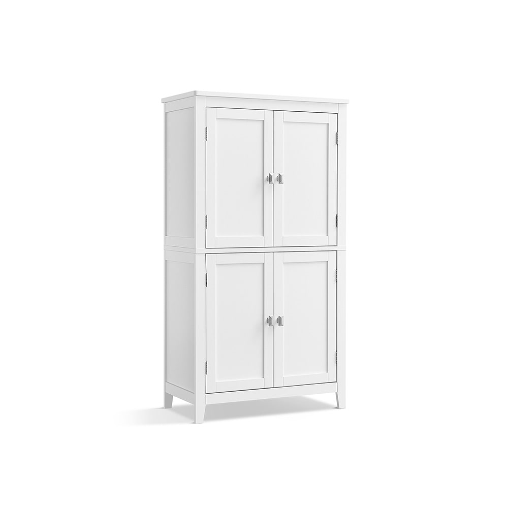 Kylpyhuonekaappi 110 cm valkoinen / kylpyhuonesäilytys ovilla / vapaasti seisova lattiakaappi / säädettävät hyllyt