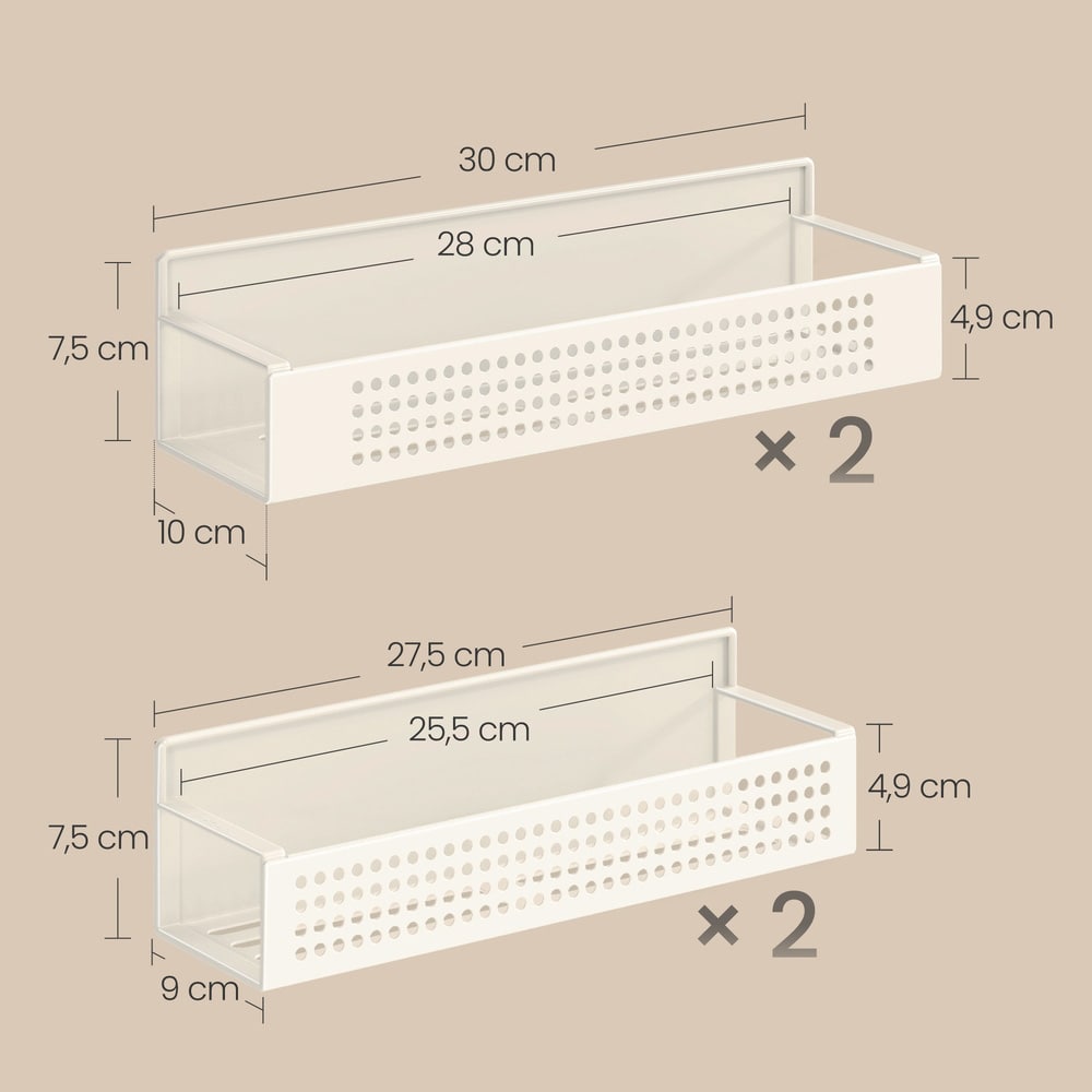 Magneettinen maustehylly 4 kpl / maustehylly jääkaappiin / magneettihylly / kermanvalkoinen maustesäilytys