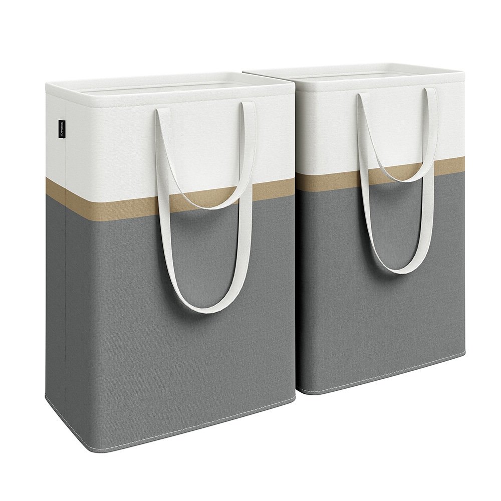 Pyykkikori 2-pack 110 L kahvalla ja taittuvalla muotoilulla - Harmaa