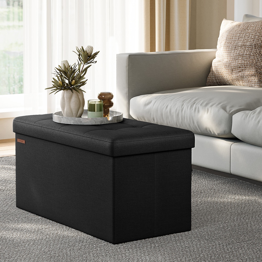 Kokoontaitettava säilytyspenkki istuintyynyllä 76cm - Musta