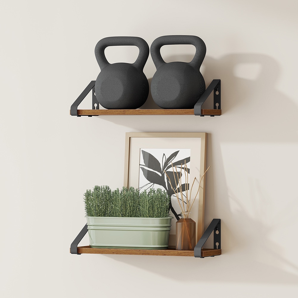 Käännettävä seinähylly 40cm 2-pack Ruskea/Matti Musta