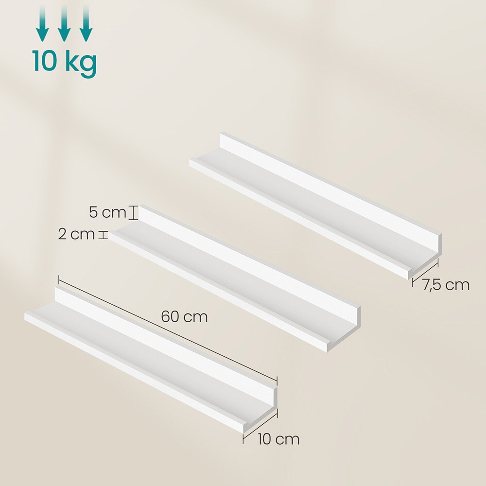 Seinähylly / Valokuvahylly 3-pack 23,6cm - Valkoinen