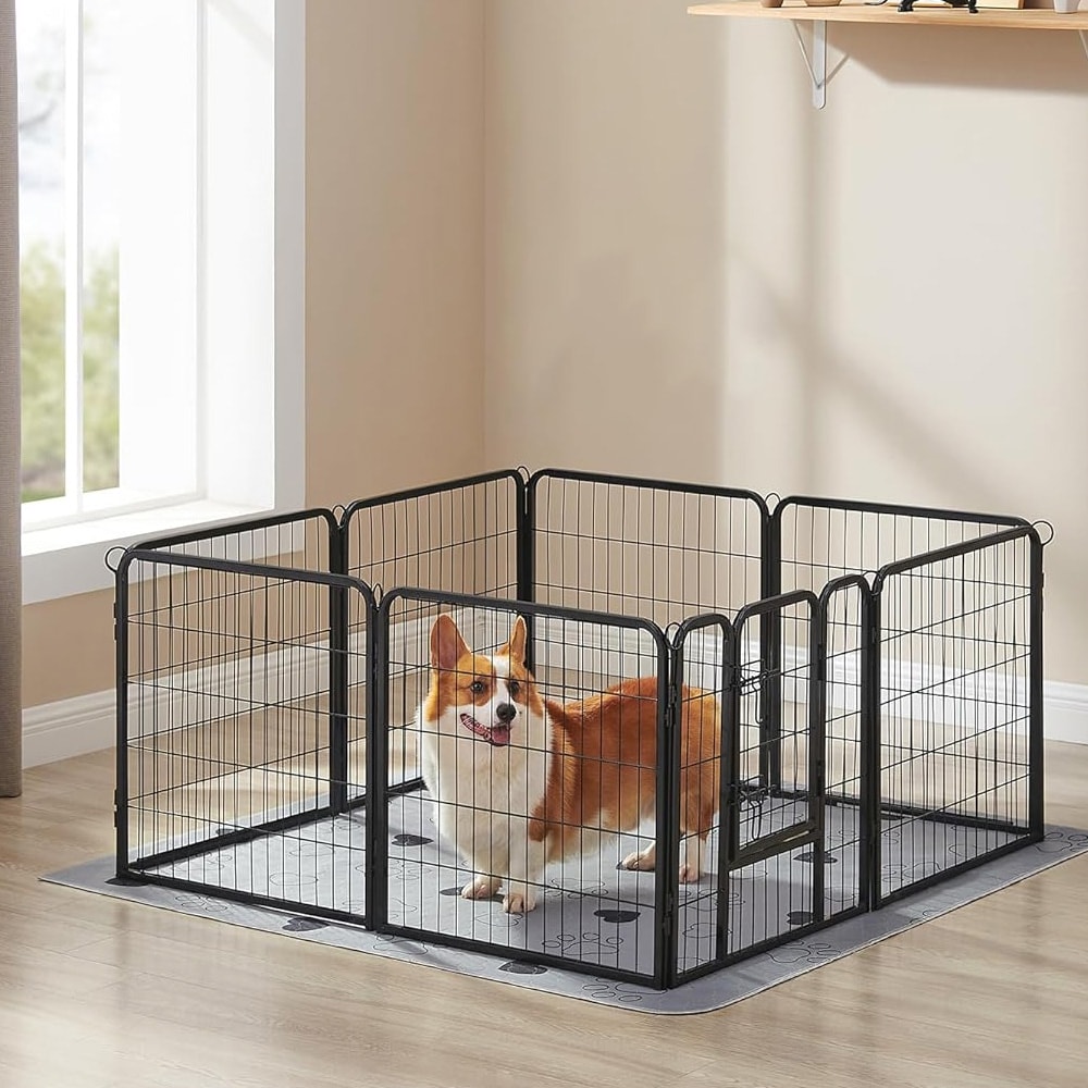 Joustava metallinen turvahäkki, 60 cm korkea ja 8 paneelia