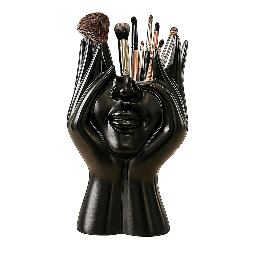 Veistoksellinen meikkisivellinpidike – musta