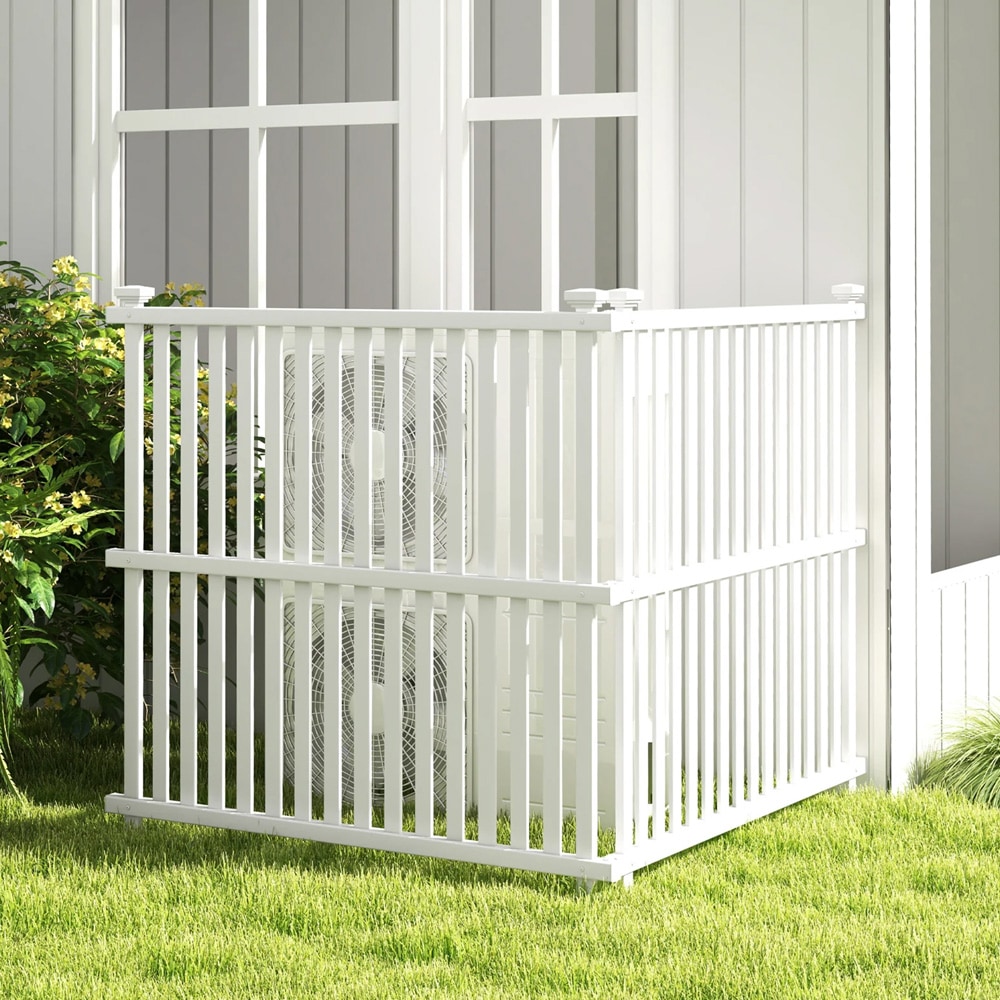 Suoja-aita ilmapumpulle 113x114cm - Valkoinen