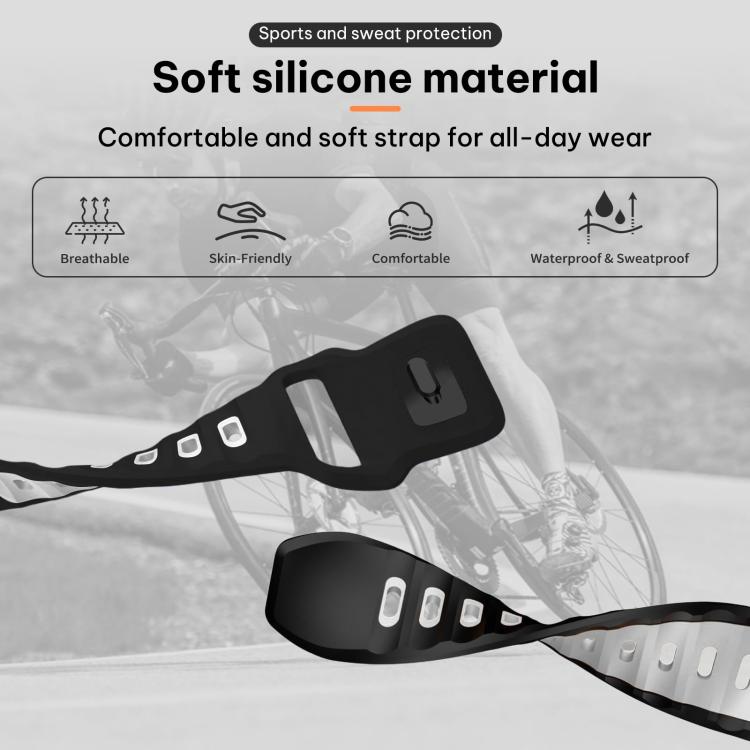 Silikoniranneke Samsung Galaxy Watch7 / FE / 6 / 5 / 4 – musta/valkoinen