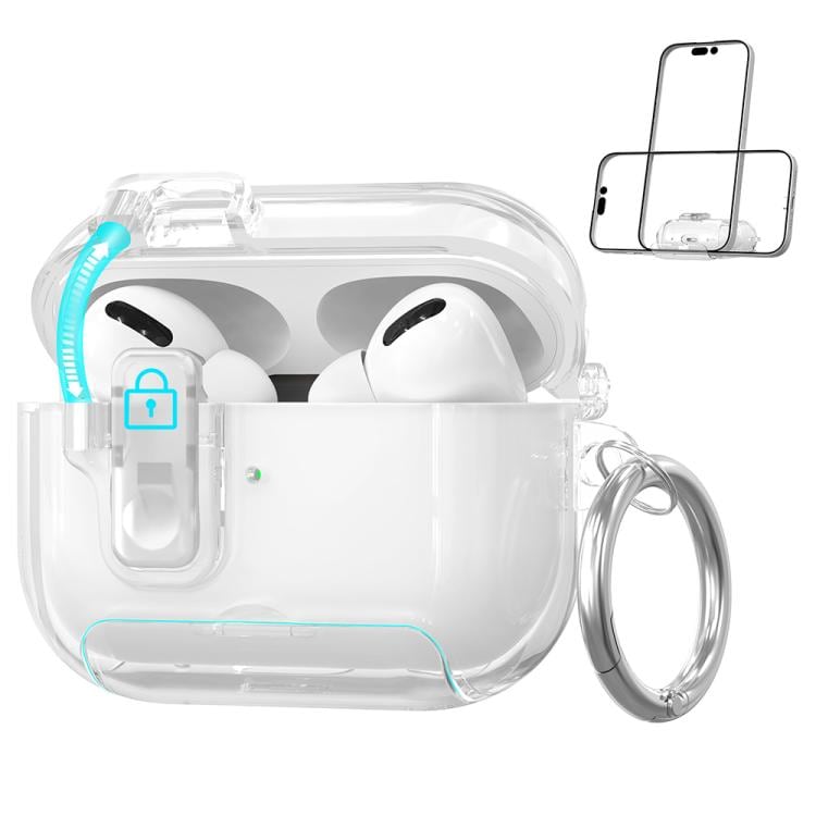 Suojakotelo jalustatoiminnolla AirPods Pro 3:lle – läpinäkyvä