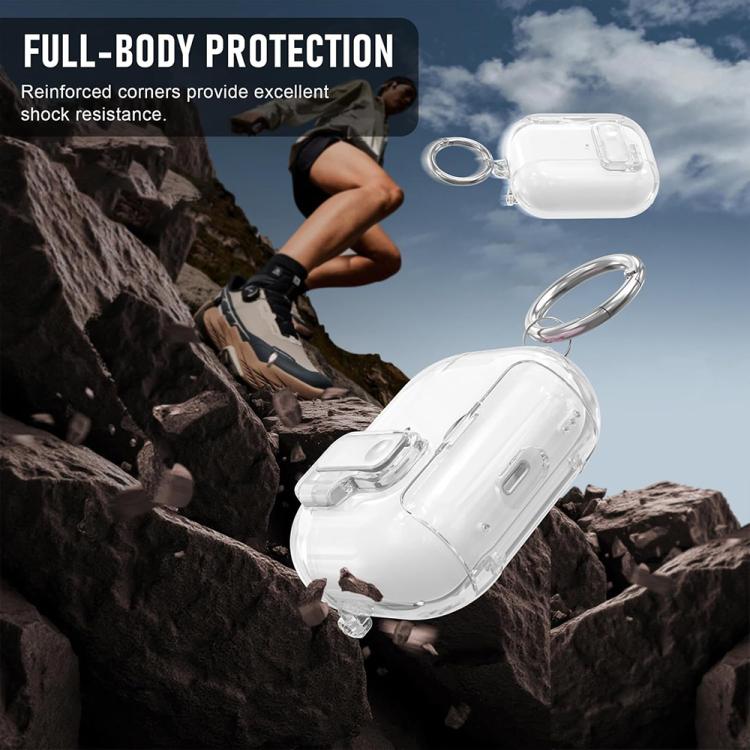 Suojakotelo jalustatoiminnolla AirPods Pro 3:lle – läpinäkyvä