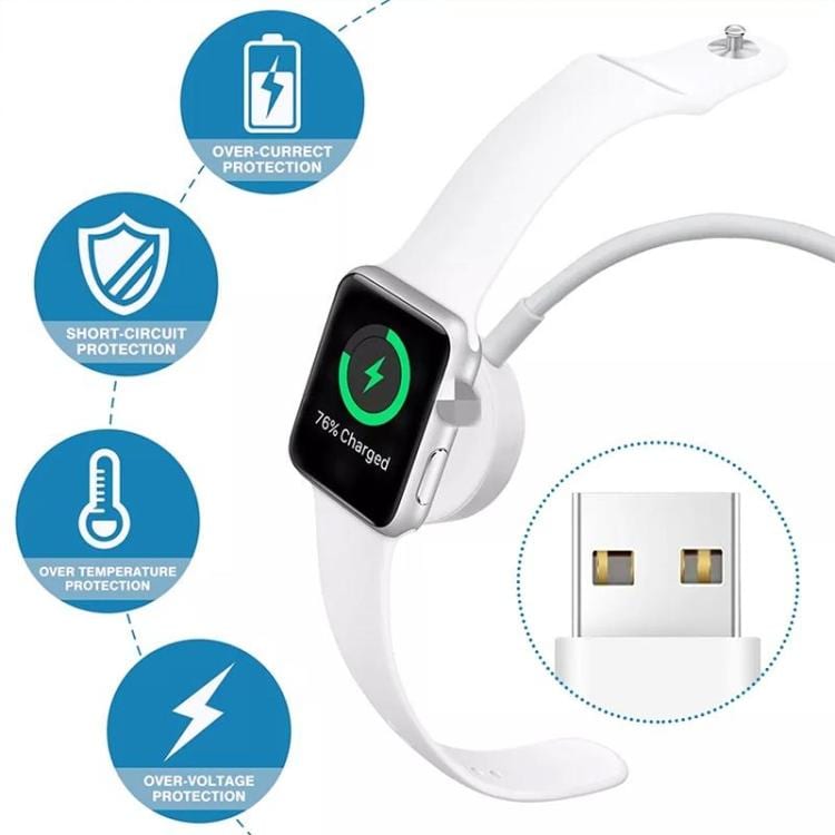 Latausteline USB-kaapelilla Apple kellolle alumiiniseoksesta - Valkoinen