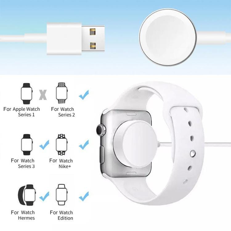 Latausteline USB-kaapelilla Apple kellolle alumiiniseoksesta - Valkoinen