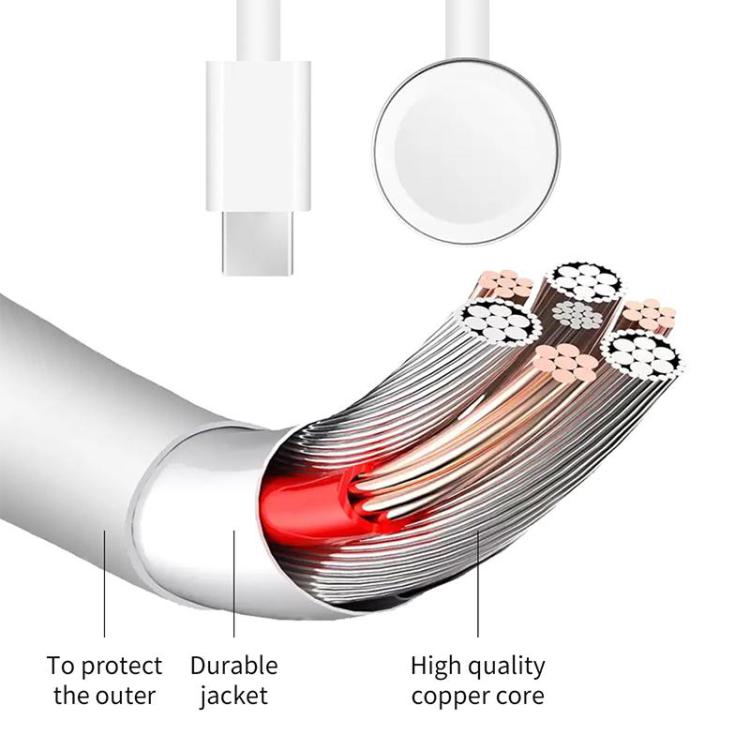 Latausteline USB-C-kaapelilla Apple kellolle alumiiniseoksesta - Valkoinen