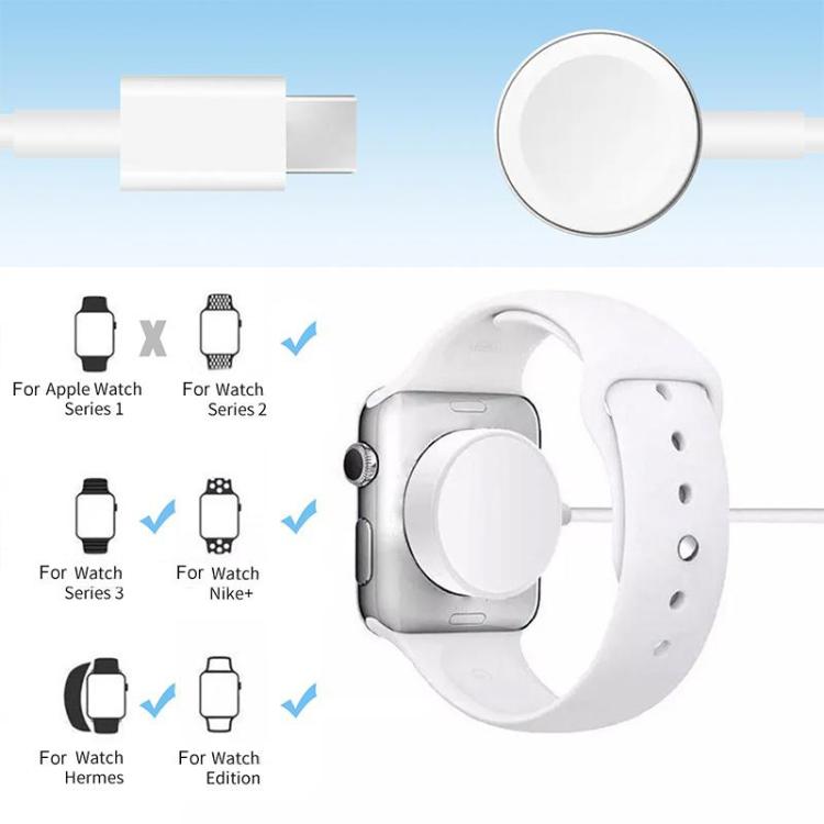 Latausteline USB-C-kaapelilla Apple kellolle alumiiniseoksesta - Valkoinen