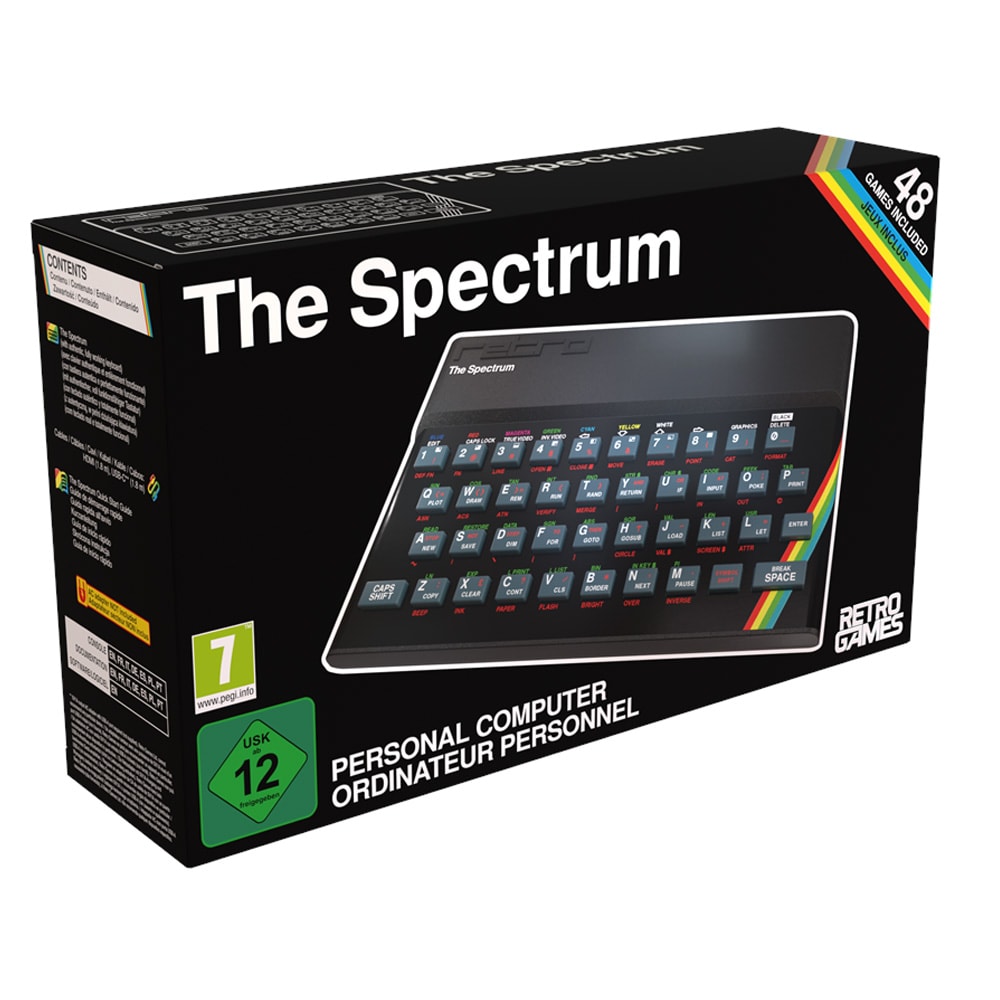 The Spectrum Retro Games - pelikonsoli, jossa on 48 sisäänrakennettua klassikkoa 720p HD:ssa