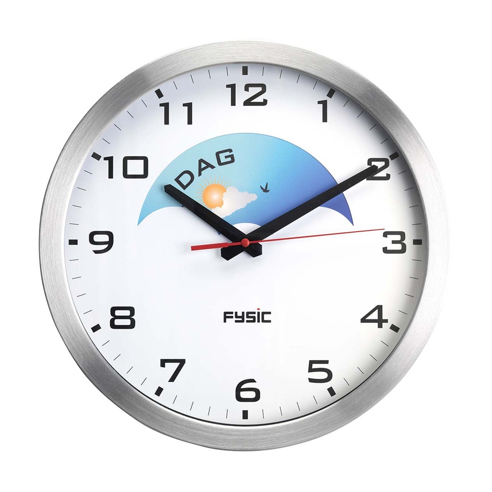 Fysic analoginen dementiakello 30 cm, jossa on päivä- ja yöilmaisu