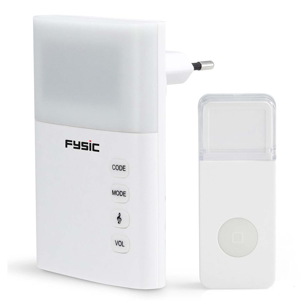 Fysic Langaton ovikello vilkkuvalla valolla - Valkoinen