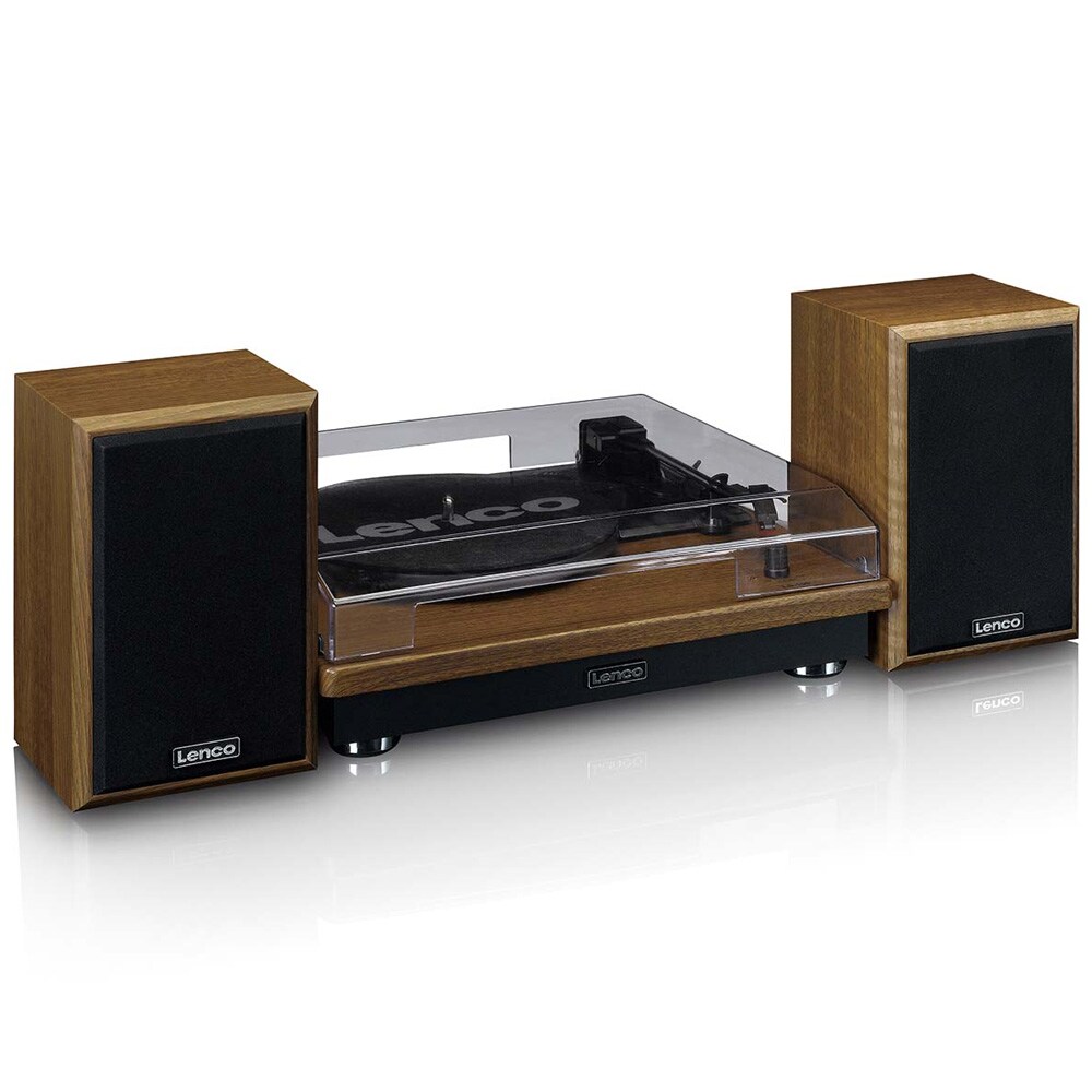 Lenco LS-100 levysoitin Bluetoothilla ja kahdella ulkoisella kaiuttimella – Tammi