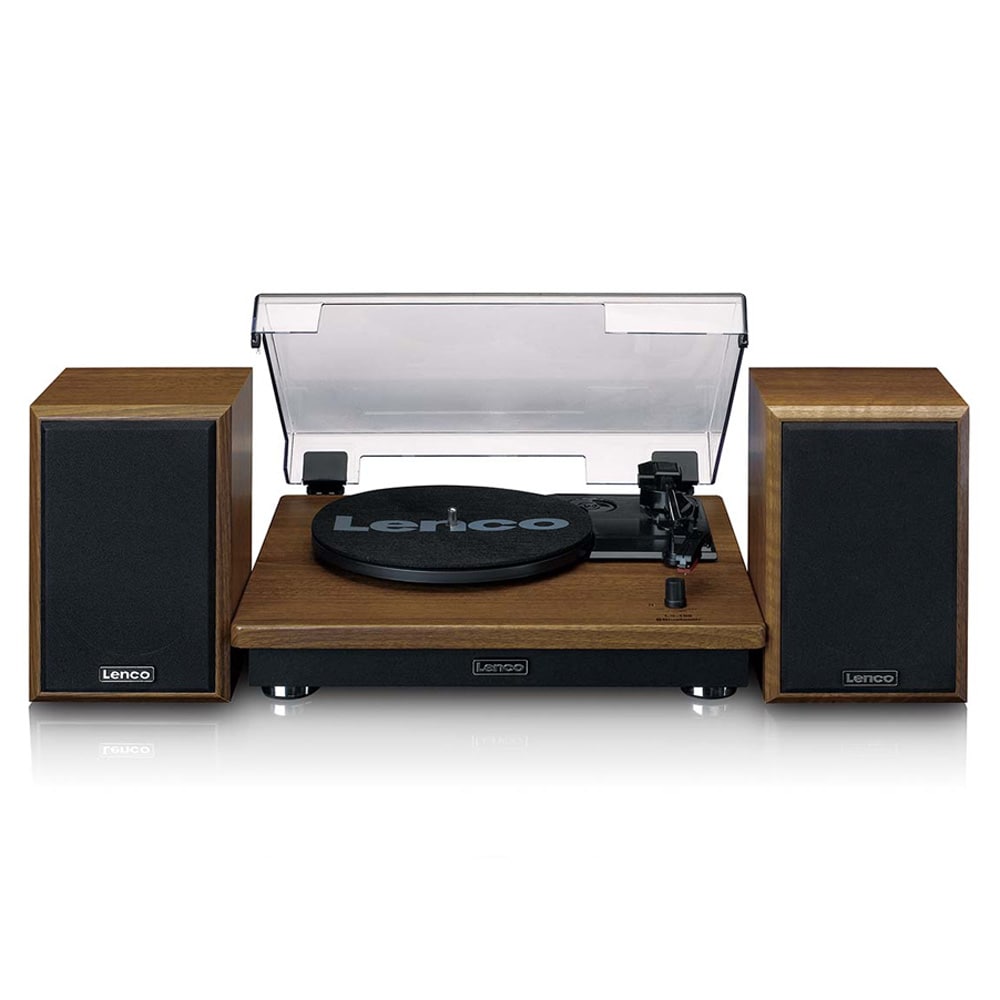 Lenco LS-100 levysoitin Bluetoothilla ja kahdella ulkoisella kaiuttimella – Tammi