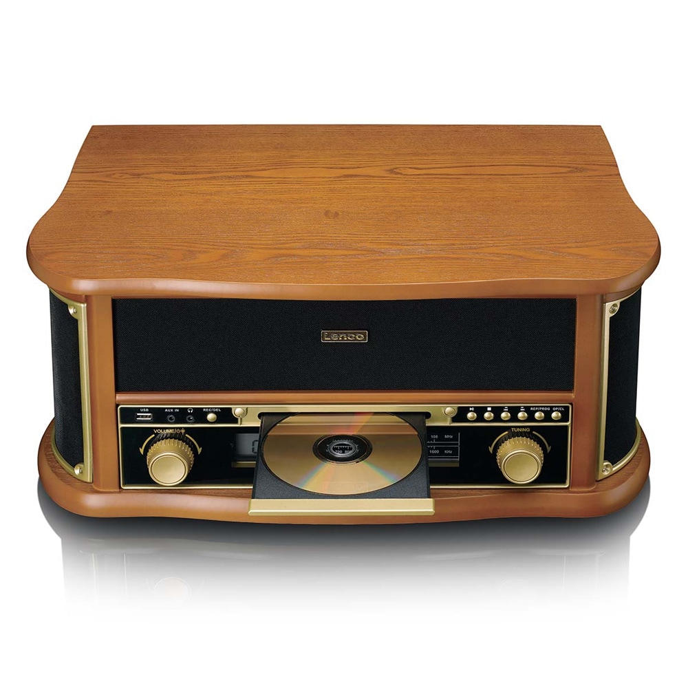 Lenco TCD-2551WD retro puinen levysoitin Bluetooth, CD ja kasetti