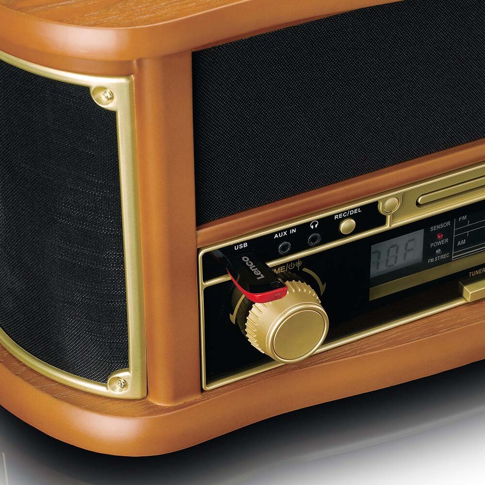 Lenco TCD-2551WD retro puinen levysoitin Bluetooth, CD ja kasetti