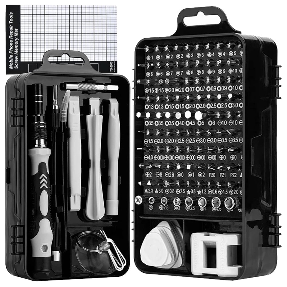 Ruuvimeisselisarja 120 in 1, jossa on tarkkuusbitit ja magneettikahva