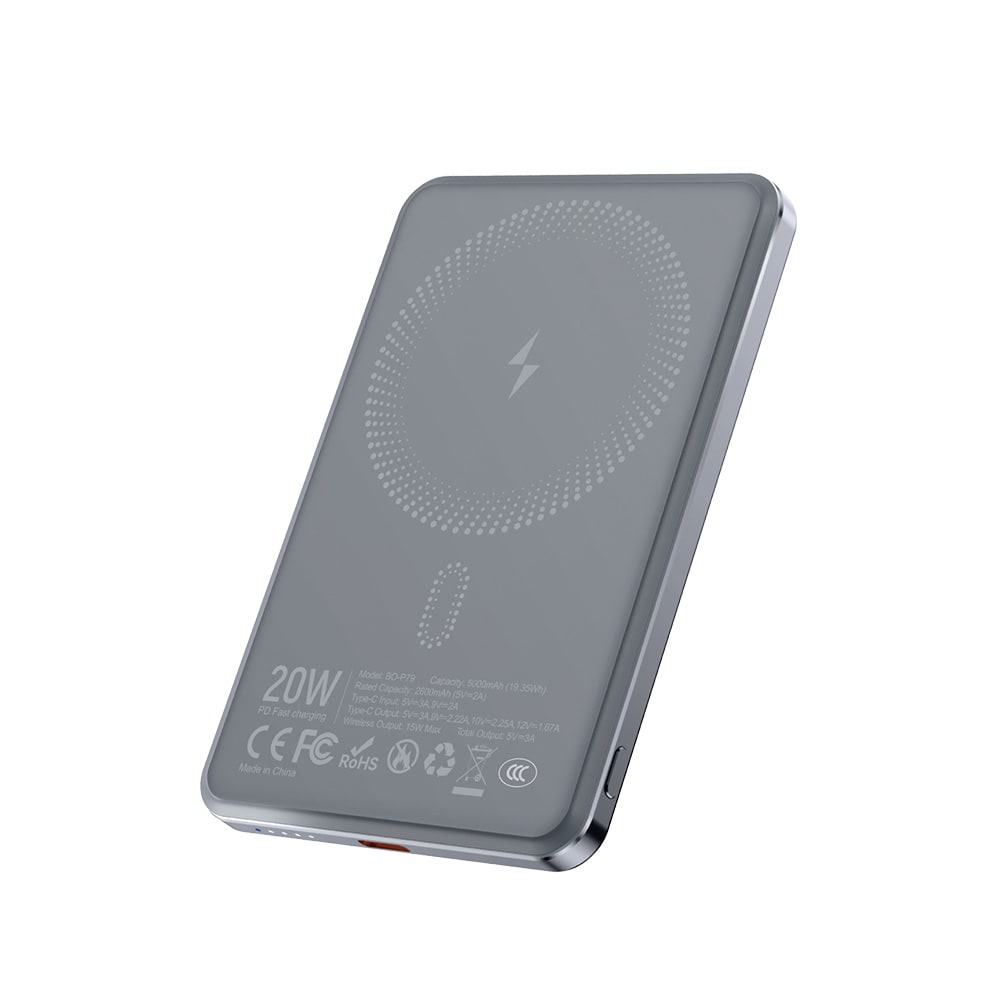 BWOO Ultraslim Powerbank 5000mAh magneettilatauksella varustettuna