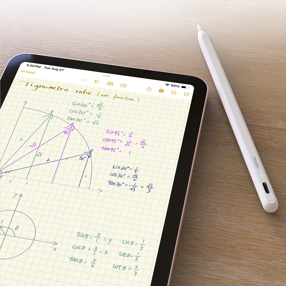 Metapen Pencil A8 iPad -kynä / stylus – USB-C-pikalataus, magneettikiinnitys – valkoinen
