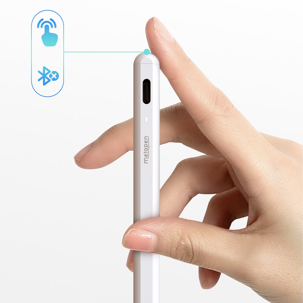 Metapen Pencil A8 iPad -kynä / stylus – USB-C-pikalataus, magneettikiinnitys – valkoinen