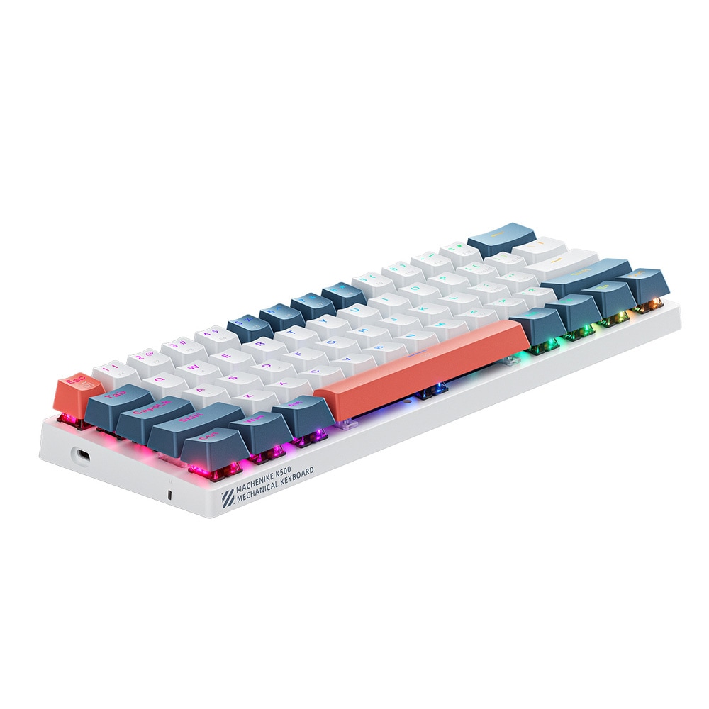 Machenike K500-B61 60 % mekaaninen pelinäppäimistö – gaming keyboard – valkoinen/sininen