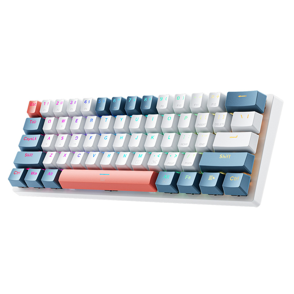 Machenike K500-B61 60 % mekaaninen pelinäppäimistö – gaming keyboard – valkoinen/sininen