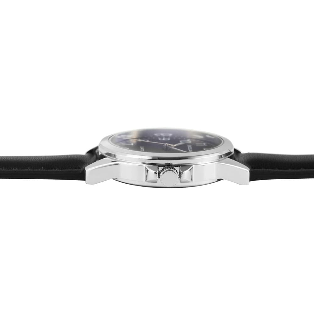 Excellanc miesten rannekello 38 mm – musta/hopea, tekonahkaranneke