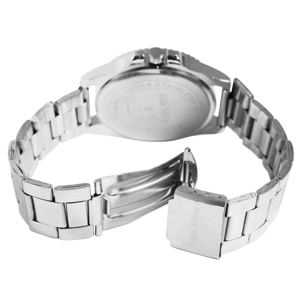Alain Miller miesten rannekello 39 mm – vihreä kellotaulu ja teräsranneke, hopea/vihreä