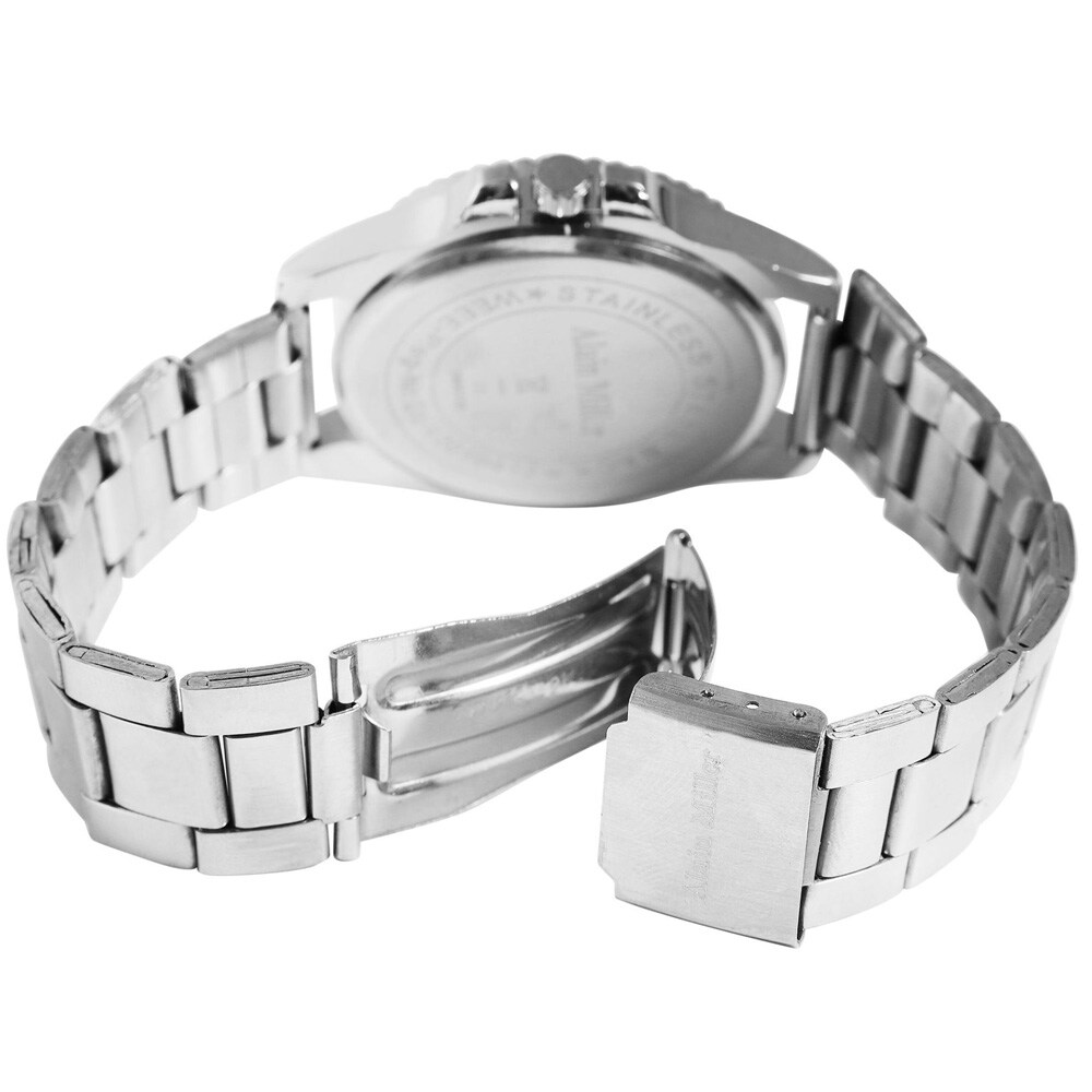 Alain Miller miesten rannekello 39 mm – musta kellotaulu ja teräsranneke, hopea/musta