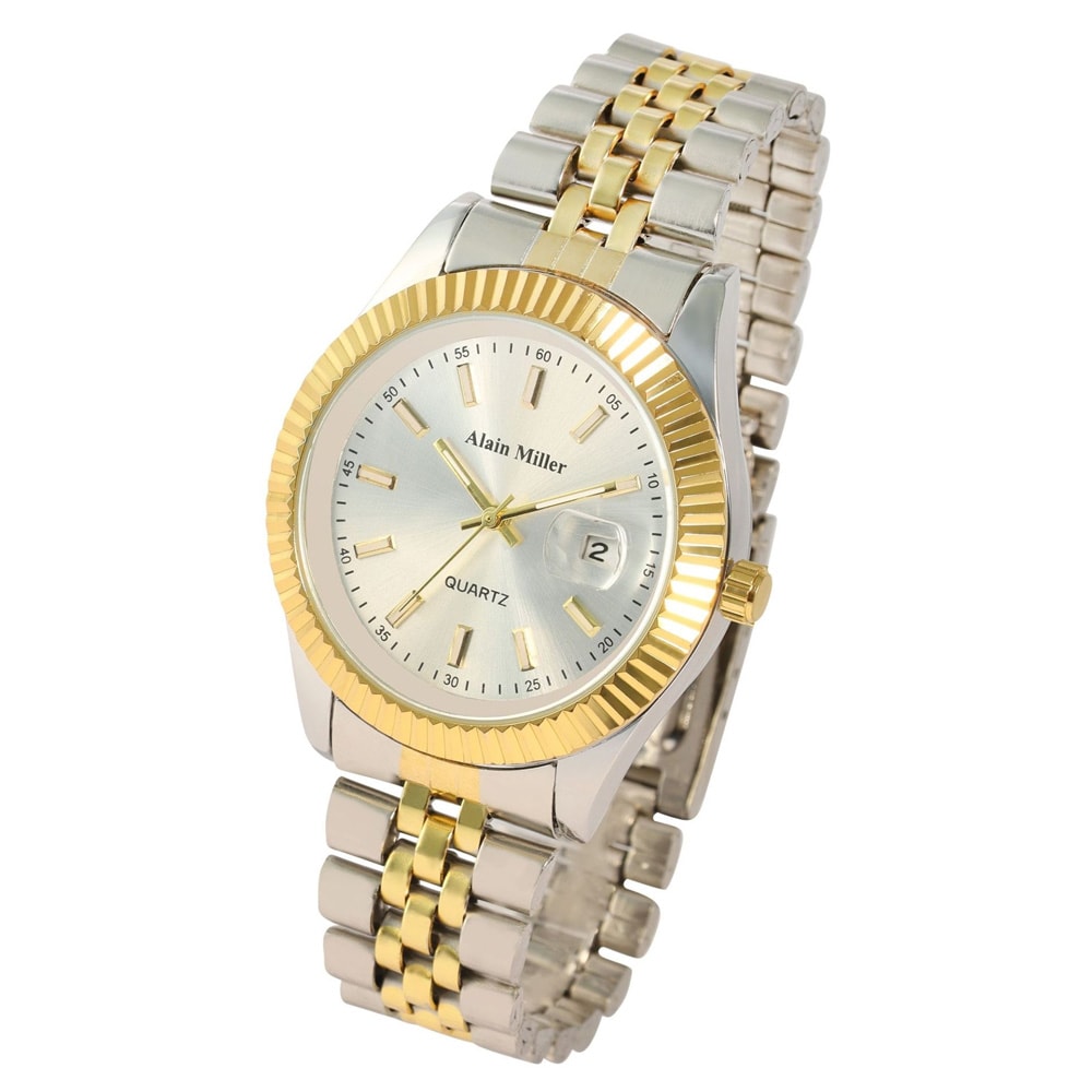 Alain Miller miesten rannekello metallirannekkeella / rannekello – kulta/hopea