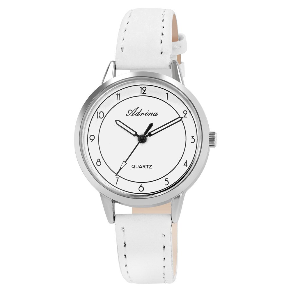 Adrina naisten rannekello keinonahkarannekkeella / naisten kello – valkoinen