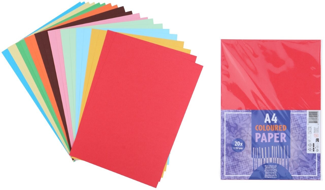 A4 harrastepaperi / A4 värillinen paperi / askartelupaperi - 20 arkkia