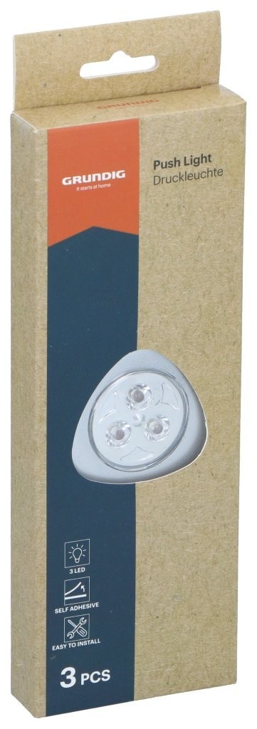 Grundig LED-valonheitin push light 3-pack / paristokäyttöinen LED-valonheitin / push light LED