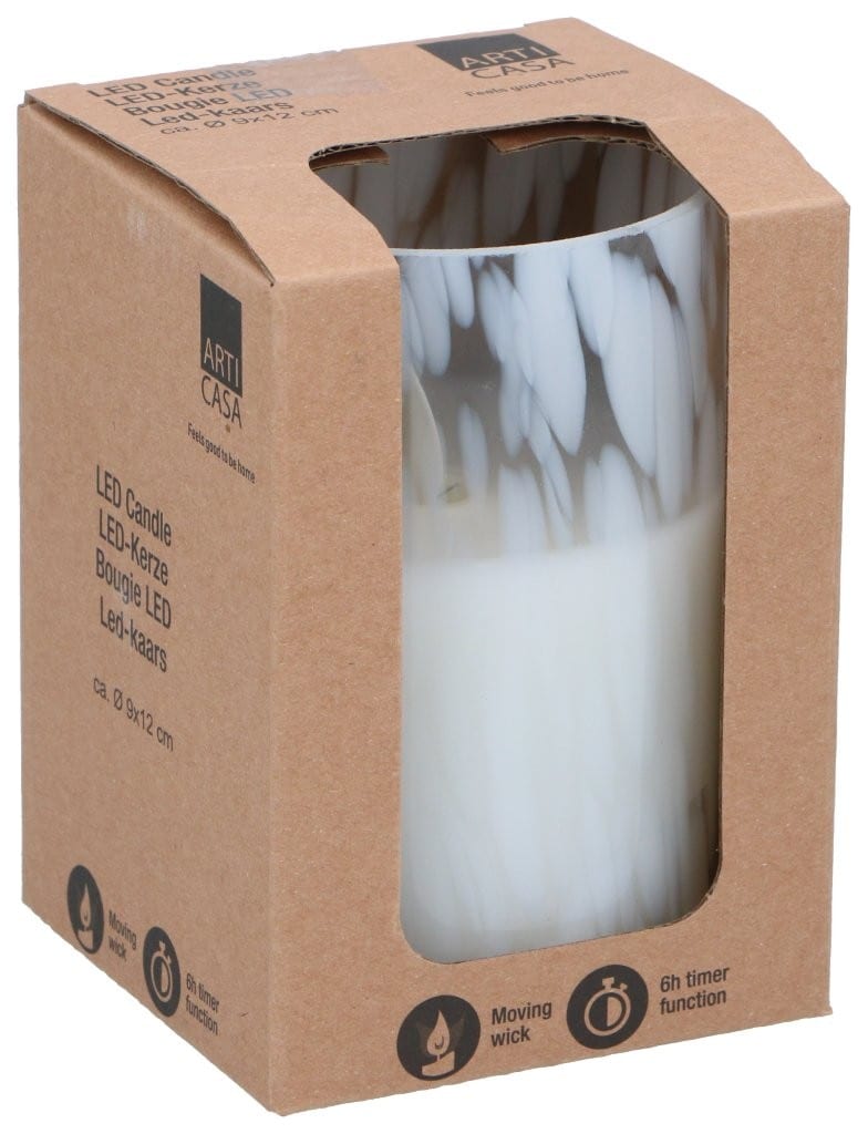 LED-lasilyhty Ø9 x 12 cm / paristokäyttöinen LED-lasivalo / koristeellinen LED-lyhty