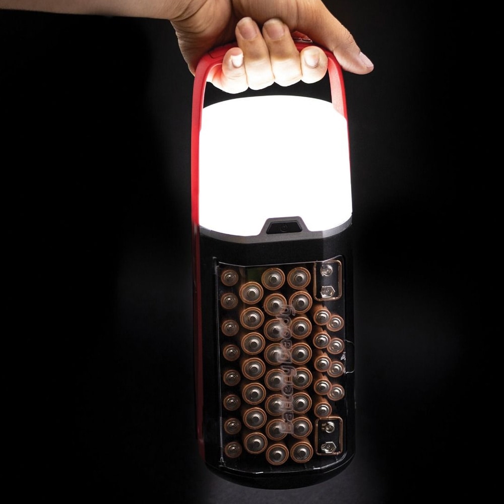 Battery Daddy Lyhtyparistojen säilytys LED-lyhdyllä / paristojen järjestäjä, jossa on paristotesteri / paristolaatikko AA AAA ja 9V paristoille