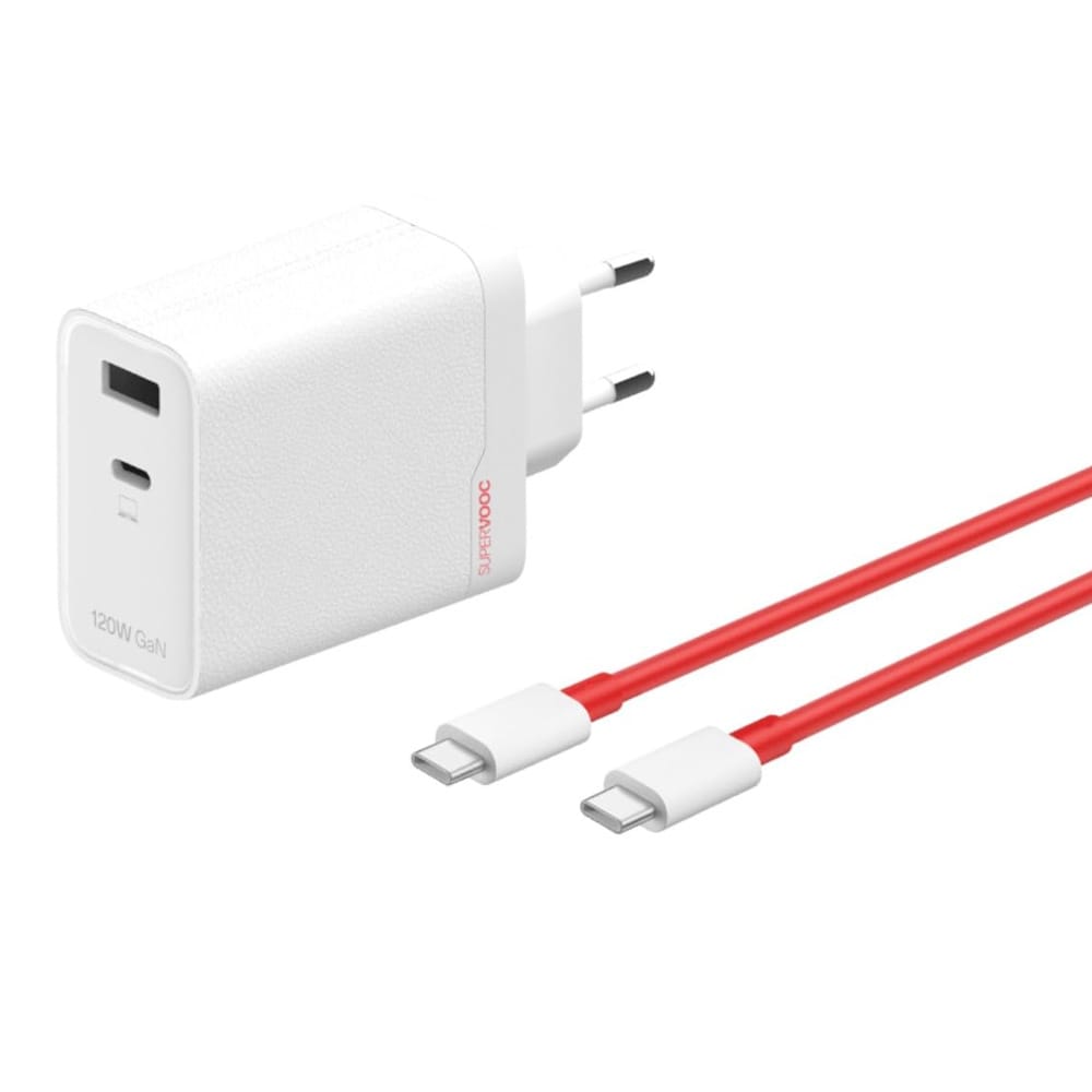 OnePlus 120W SuperVooc GaN seinälaturi 1xUSB, 1xUSB-C + USB-C-kaapeli