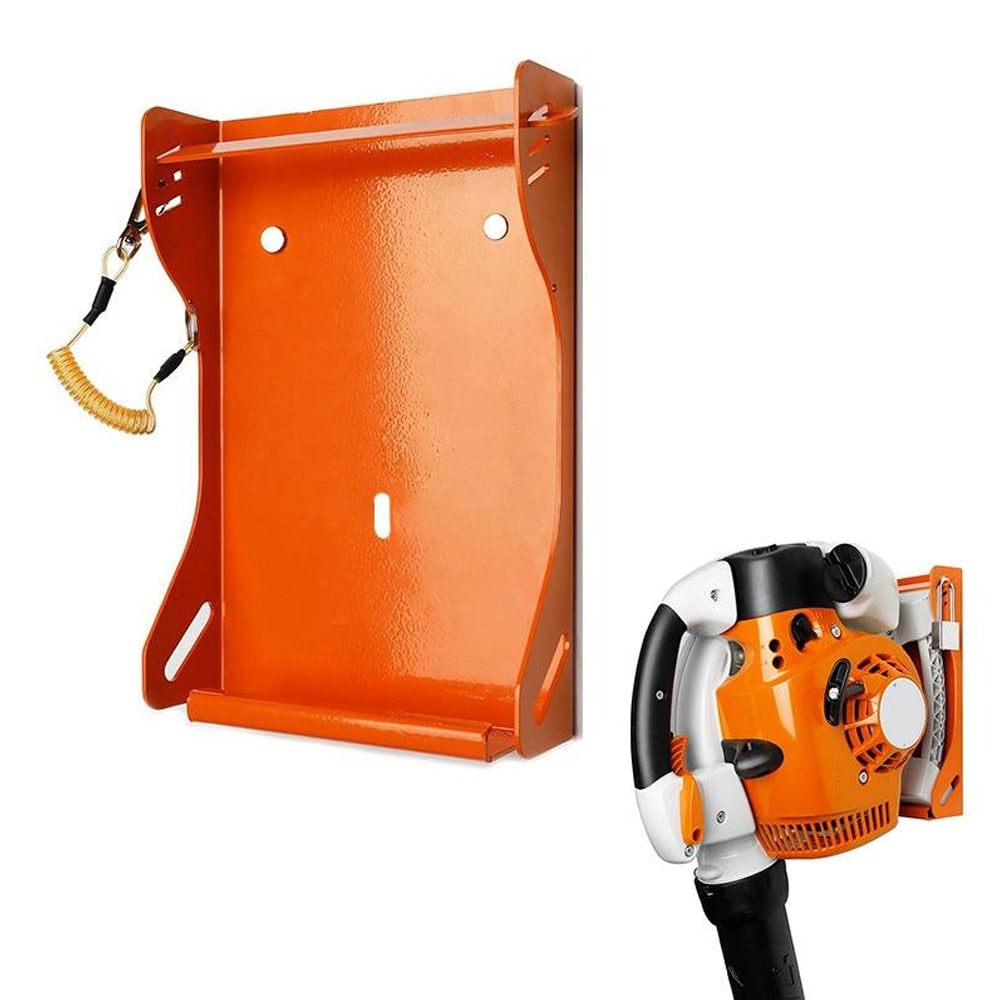 Seinäkiinnike Stihl BG lehtipuhaltimelle - oranssi / seinäkiinnike lehtipuhaltimelle / säilytys seinälle asennettuna