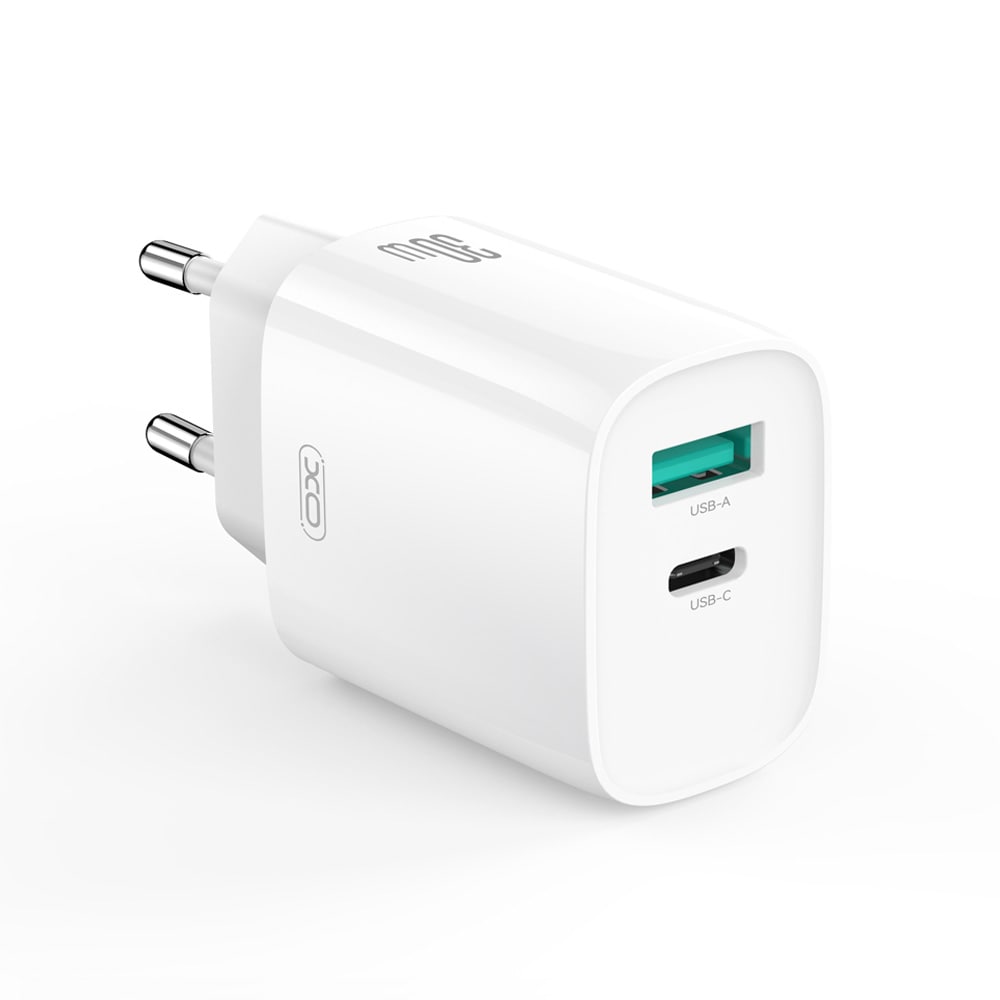 XO CE30 pikalaturi 30W – USB-C PD / USB-seinälaturi Lightning-kaapelilla