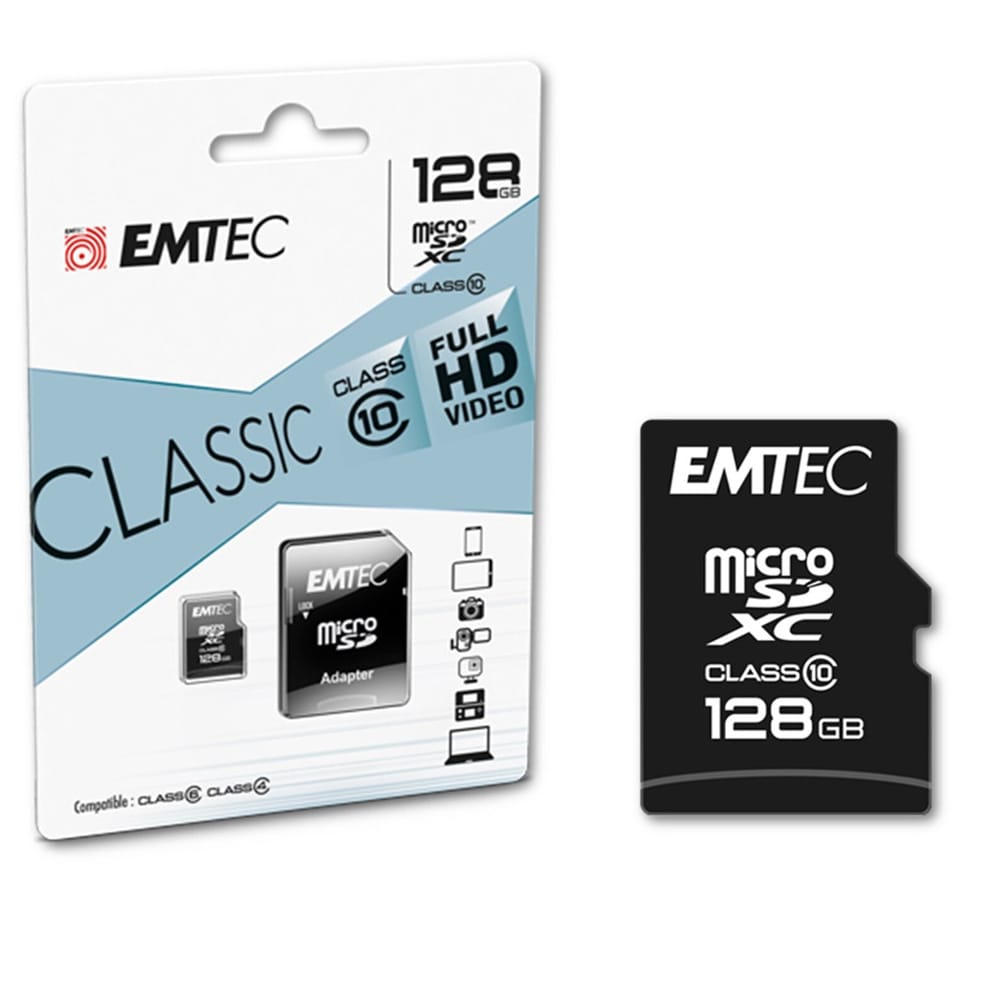 Emtec MicroSDXC Class 10 128GB / muistikortti älypuhelimeen kameraan tablettiin / microSDXC-muistikortti