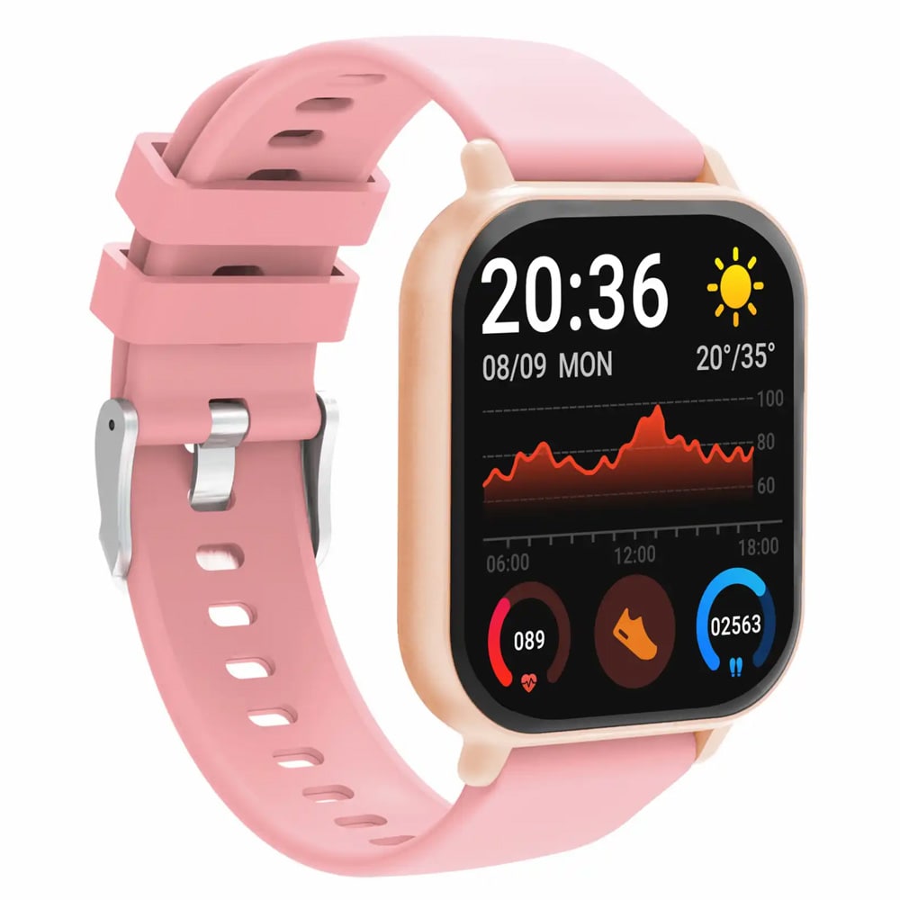 Denver Älykello terveysantureilla - vaaleanpunainen / älykello, jossa on puhelutoiminto / IP65-aktiivisuusvalvonta / 1,81 tuuman kosketusnäyttö